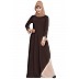 A-line abaya with designer sleeves- Brown